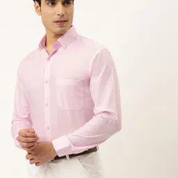 JAINISH Men Pink Solid Classic Regular Fit Formal Shirt image 2