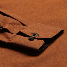 SOJANYA Men Rust Orange Classic Regular Fit Solid Formal Shirt image 3
