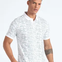 Flying Machine Floral Printed Polo Collar Pockets T-shirt image 2