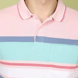 V-Mart Striped Polo Collar Short Sleeves Cotton Casual T-shirt image 3