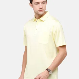 Classic Polo Men Yellow Polo Collar Pockets T-shirt image 3