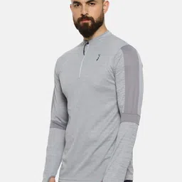 Campus Sutra Grey Henley Neck Relaxed Fit Sports T-shirt image 4