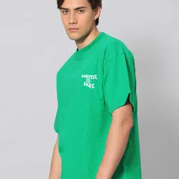 Besick Men Typography Printed Drop Shoulder Sleeves Oversized T-shirt image 5