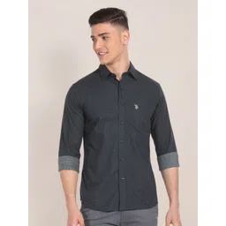U.S. Polo Assn. Micro Checked Spread Collar Casual Shirt image 3
