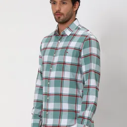 Mufti Slim Fit Tartan Checks Flannel Pure Cotton Casual Shirt image 4