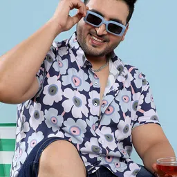 Instafab Plus Classic Fit Floral Block Printed Casual Shirt image 5