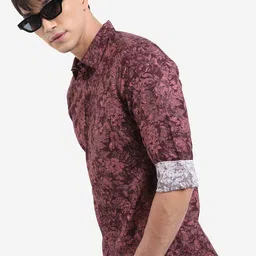 HIGHLANDER Floral Printed Slim Fit Spread Collar Casual Cotton Shirt image 2
