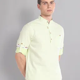 AD By Arvind Slim Fit Heathered Band Collar Casual Shirt image 3