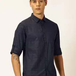 HERE&NOW Horizontal Striped Classic Slim Fit Cotton Opaque Casual Shirt-picture-39