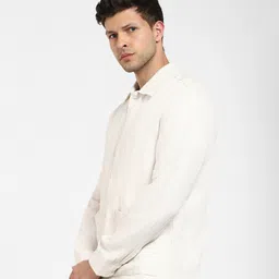 SELECTED Boxy Cutaway Collar Linen Casual Shirt image 3