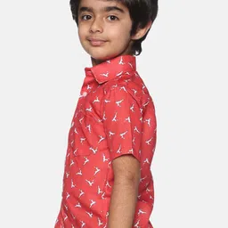 Sethukrishna Boys Red & White Printed Party Shirt image 3