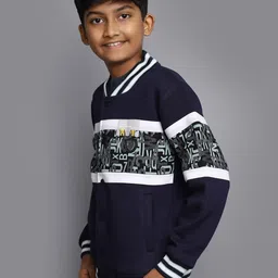 V-Mart Boys Typography Printed Long Sleeves Cotton Front Open Sweatshirt image 3