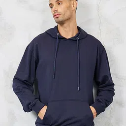 Styli Navy Blue Varsity Print Relaxed Fit Fleece Hoodie image 5