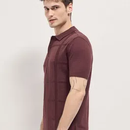 THE BEAR HOUSE Men Self Design Polo Collar Cotton T-shirt image 3