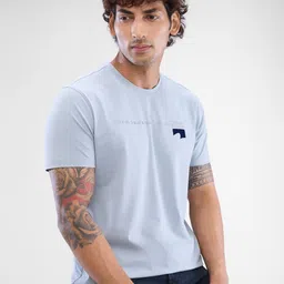 SPYKAR Men Typography Printed Slim Fit Round Neck T-shirt image 3