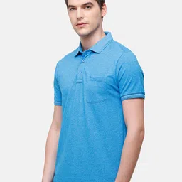 Classic Polo Men Blue Polo Collar Slim Fit T-shirt image 4