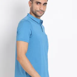 Turtle Men Solid Polo Collar Pocket Slim Fit T-shirt image 3