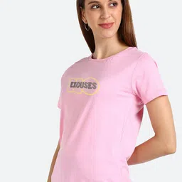 shashvi Women Pink Embellished Typography Printed T-shirt image 5