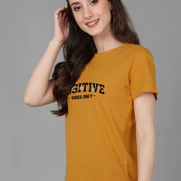 Adyavastram Typography Printed Round Neck Short Sleeves Cotton Regular T-shirt image 3