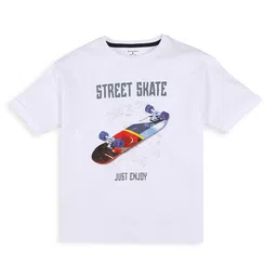 My Milestones Boys Graphic Printed Drop Shoulder Sleeves Oversized Cotton T-shirt image 2