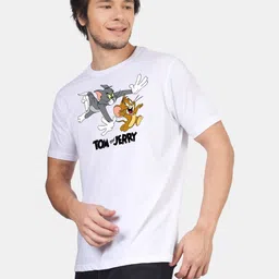 Greylongg Men Tom & Jerry Graphic Printed Round Neck Cotton T-shirt image 3