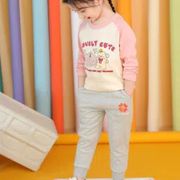 INCLUD Girls Graphic Printed Round Neck Raglan Sleeves Casual T-shirt image 5