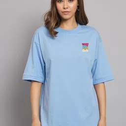 Imsa Moda Typography Printed Drop Shoulder Cotton Oversized Longline T-shirt image 5