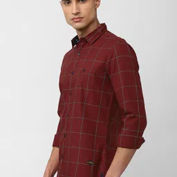 VAN HEUSEN DENIM LABS Men Slim Fit Windowpane Checks Checked Casual Shirt image 3