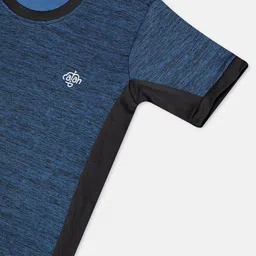 CHIMPRALA Girls Blue & Black Striped Cotton Regular Fit Running T-shirt image 3