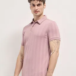 THE BEAR HOUSE Men Self Design Polo Collar Cotton T-shirt image 5