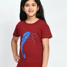 BAESD Girls Pack Of 5 Typography Printed Cotton T-shirt image 2