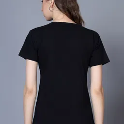 Fleximaa Women Typography 2 Printed V-Neck Pure Cotton T-shirt image 3