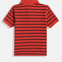 u.s. polo assn. kids U S Polo Assn Kids Boys Red Striped Polo Collar Pure Cotton T-shirt image 4