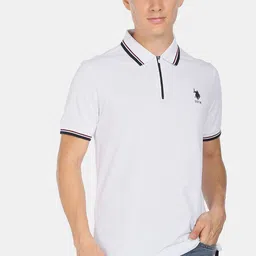 U.S. Polo Assn. Men White Zipper Polo Collar Cotton T-shirt-picture-32