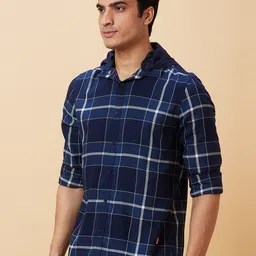 Being Human Slim Fit Tartan Checks Hooded Casual Shirt image 2