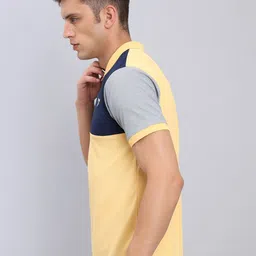 Technosport Colourblocked Polo Collar Antimicrobial Training Or Gym Slim Fit T-shirt image 4