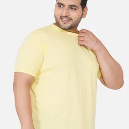 John Pride Men Plus Size Yellow Cotton T-shirt image 5