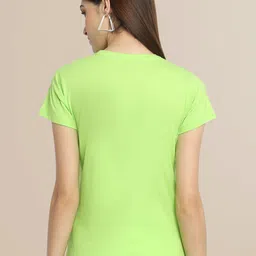 Fabflee Women Red & Fluorescent Green Typography  Pack of 3 T-shirt image 4