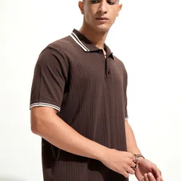 HIGHLANDER Men Relaxed Fit Half Sleeve Half Placket Polo Collar T-shirt image 4