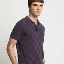 THE BEAR HOUSE Men Self Design Polo Collar T-shirt image 4