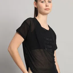 MKH Women Typography Printed Round Neck T-shirt image 4