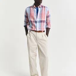 GANT Men Button-Down Collar Checked Linen Casual Shirt image 4