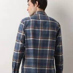 SELECTED Slim Fit Tartan Checked Spread Collar Long Sleeves Cotton Casual Shirt image 4