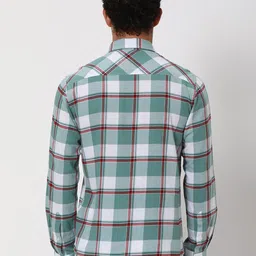 Mufti Slim Fit Tartan Checks Flannel Pure Cotton Casual Shirt image 5