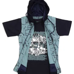 BAESD Boys Printed Round Neck Cotton T-shirt With Jacket image 4