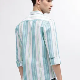 Iconic Men Striped Regular Fit Linen Shirt image 4