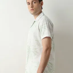 SELECTED  Cuban Collar Floral Printed Opaque Cotton Casual Shirt image 4