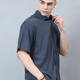 CHIMPAAANZEE Oversized Striped Spread Collar Casual Shirt image 5