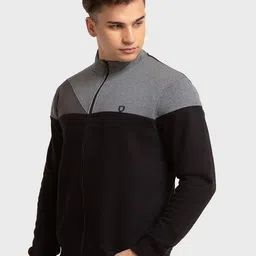 ColorPlus Men Black Colourblocked Sweatshirt image 5