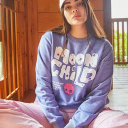 Bonkers Corner Purple Typography Printed Cotton Pullover image 5